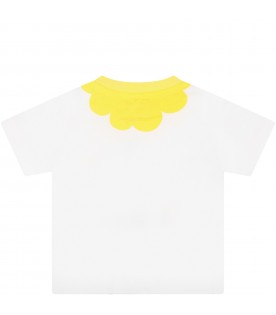 White T-shirt for baby girl with colorful flowers