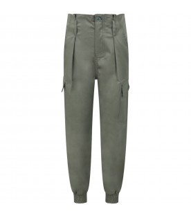 Green cargo-trousers for girl with logo