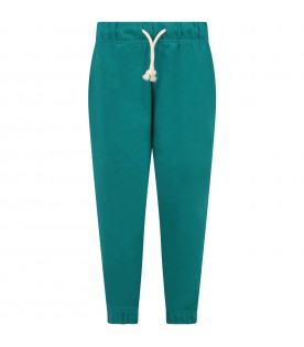 Green sweatpants for kids with white logo