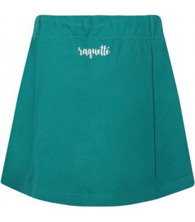 Green skirt for girl with white logo