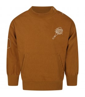 Brown sweatshirt for kids with racket
