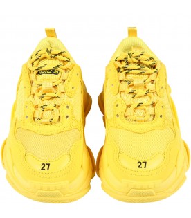 Sneakers Triple  S gialle per bambini con logo nero