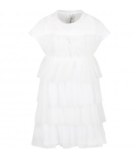 White dress for girl with ruffles