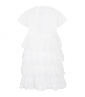 White dress for girl with ruffles