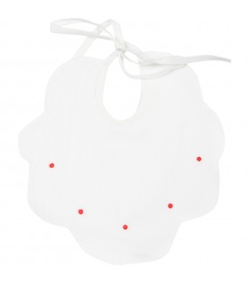 White bib for baby kids with polka-dots