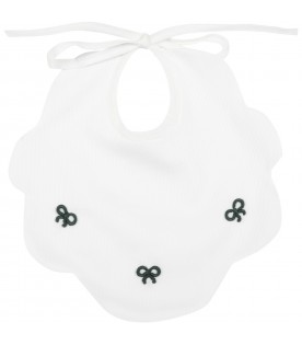 White bib for baby kids with bows