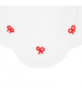 White bib for baby kids with bows