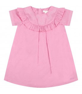 Pink dress for baby girl with logo