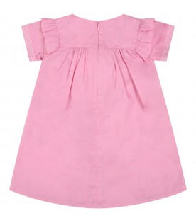 Pink dress for baby girl with logo
