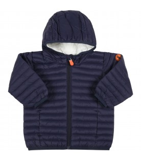 Blue jacket for baby boy with logo