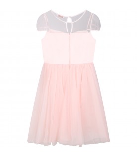 Pink dress for girl with rhinestones