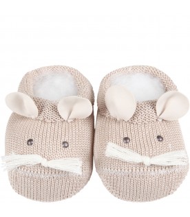 Beige baby-bootee for baby kids