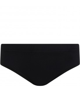 Black swim-briefs for boy with patch logo