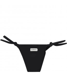 Black swim-briefs for girl with patch logo