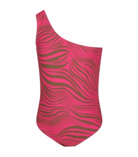 Black swimsuit for girl with zebra print