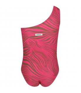 Black swimsuit for girl with zebra print