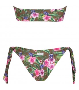 Brown bikini for womenwith floral print