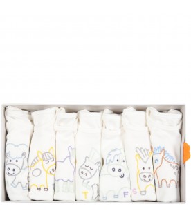White set for baby boy with animal