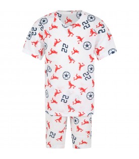 White pyjamas for boy with footballers