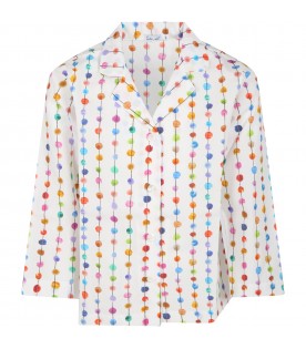 White pyjamas for girl with polka-dots