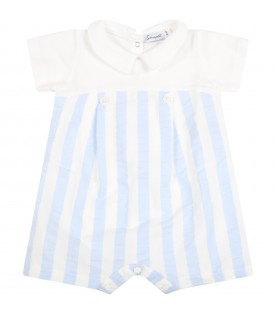 White romper for baby boy with stripes