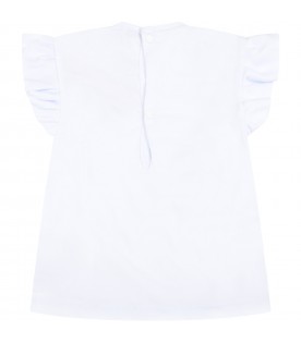T-shirt bianca per neonata con fiocchi