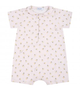 Pink romper for baby girl with bees