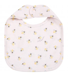 Pink bib for baby girl with bees