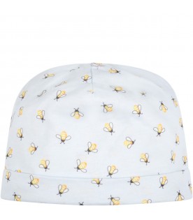 Light-blue hat for baby boy with bees