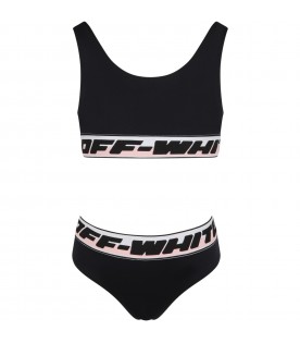 Black swimsuit for girl with logos