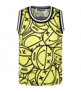 Yellow tank-top for boy with basketballs