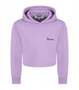 Lilac sweatshirt for girl with logo