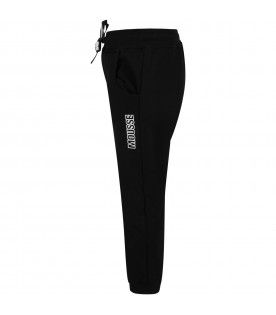 Black sweatpant for kids with logo