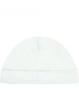 Cappello verde-acqua per neonati con logo bianco