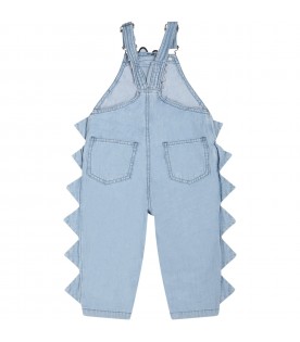 Light-blue dungarees for babykids with crocodile