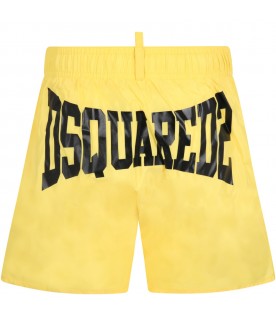 Yellow swimshort for boy with logo