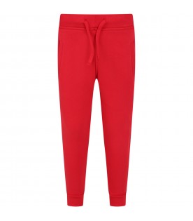 Red sweatpants for boy with logo