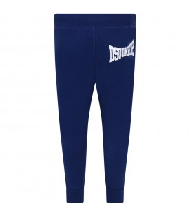 Blue sweatpants for boy with logo