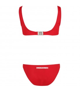 Red bikini for girl with logo