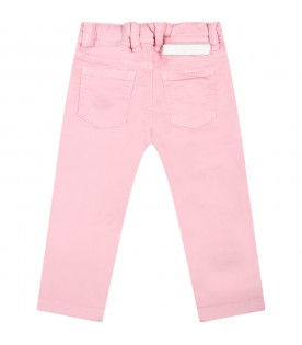 Pink jeans for baby girl with logo