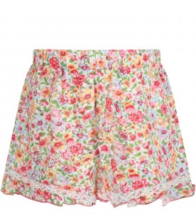 Multicolor short for girl with flowers