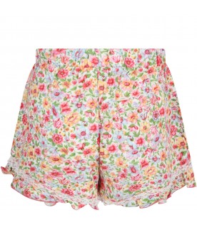 Multicolor short for girl with flowers