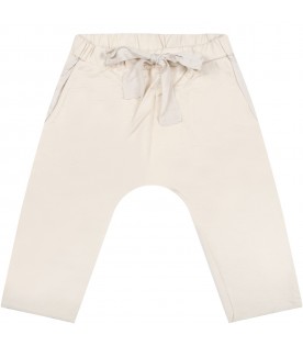 Ivory trousers for baby girl with bow
