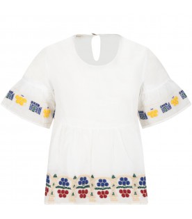 White blouse for girl with embroidery
