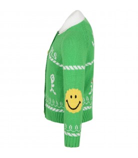 Cardigan verde per bambini con smile
