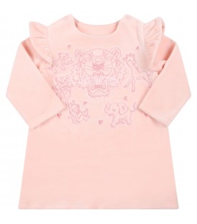 Pink suit for baby girl with tiger