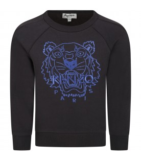 Grey sweatshirt for boy with iconic tiger