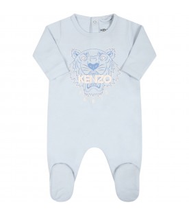 Light-blue babygrow for baby boy with tiger