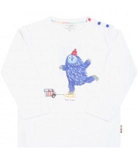 White t-shirt for baby boy with monster