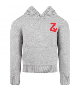 Grey sweatshirt for boy with logo